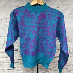 Demetre Wool Knit Sweatshirt Ski Sweater Abstract Postmodern Pattern Vintage